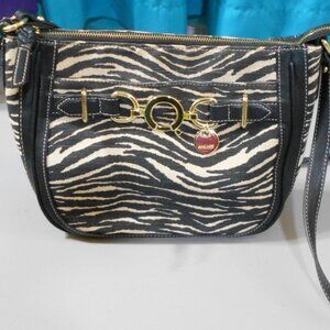 Nine West Crossbody Purse Zebra Print Canvas and Leather with Adjustable Strap